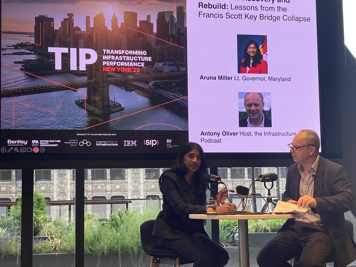 Great to engage with <a href="/arunamiller/">Aruna K. Miller</a> the Lieutenant Governor of Maryland (and Civil Engineer) at the <a href="/BentleySystems/">Bentley Systems, Inc</a> Transforming Infrastructure Performance Summit in New York City. <a href="/ICE_engineers/">ICE</a> <a href="/_antonyoliver_/">Antony Oliver</a>