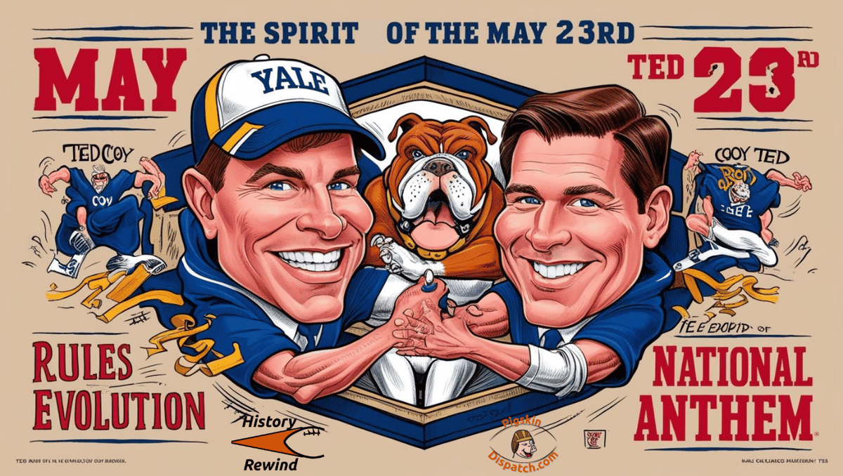 PigskinDispatch's tweet photo. On this Gridiron Day, May 23rd, marks a confluence of notable moments in football history. From significant policy changes within the professional ranks to the commemoration of legends who shaped the collegiate game #May23 #MayHistory #CollegeFootballHallofFame #FootballRulesEvolution #NFLNationalAnthemPolicy #TedCoy #YaleFootball https://t.co/x4EeVXPGwe @SportsHistoryHQ @TheSportsPage4