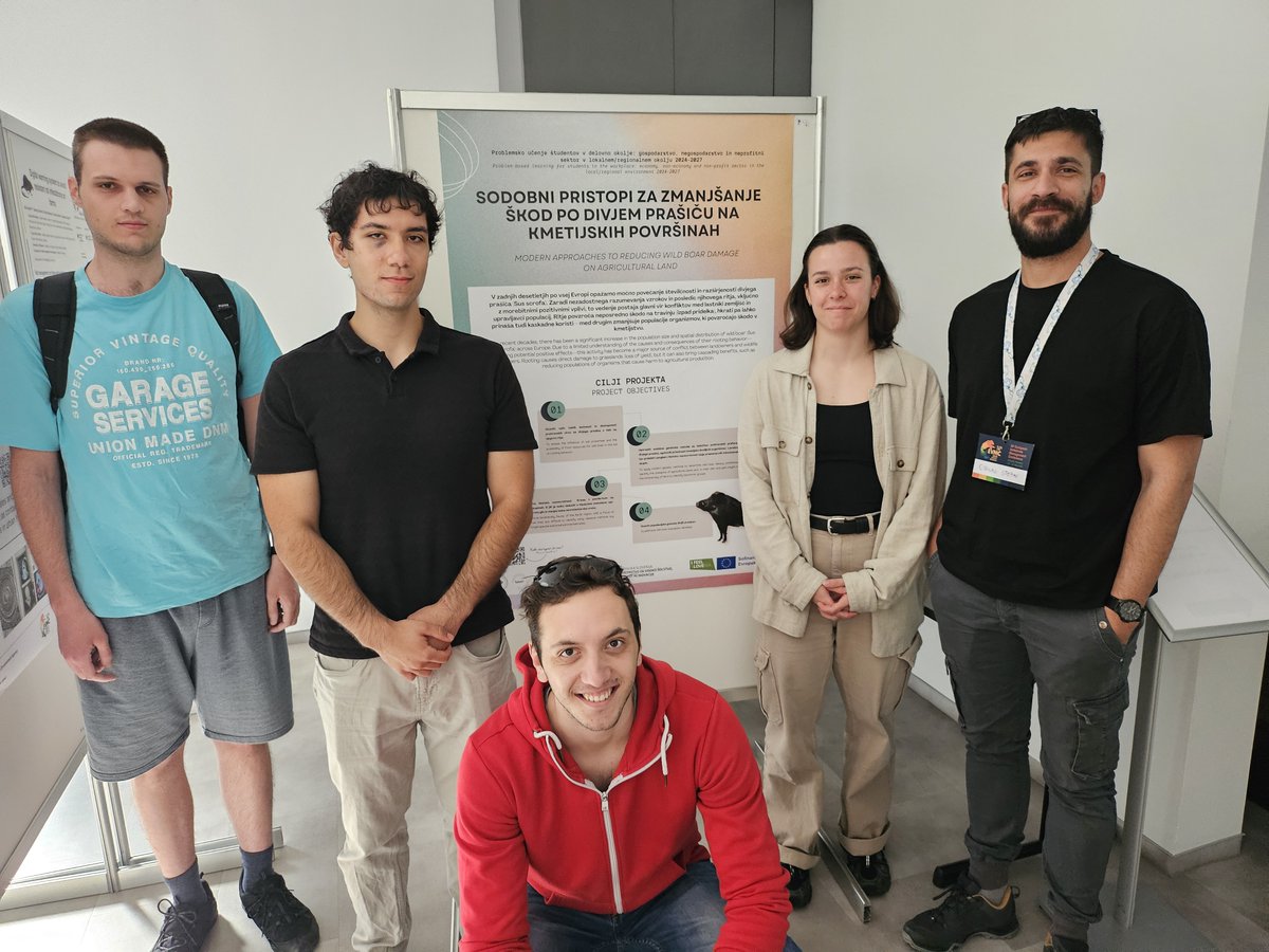Mentors and students participating in the PUŠ program presented our project on modern approaches to reducing wild boar damage on agricultural land at the 14th EVMC. We were glad to be there!
#wildboar #susscrofa #ResearchPaper <a href="/si_upr/">University of Primorska / Univerza na Primorskem</a> <a href="/EU_Commission/">European Commission</a>