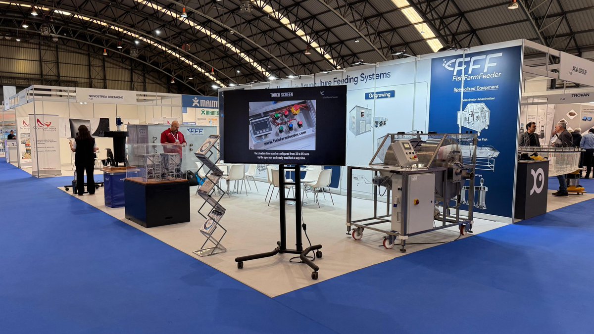 FishFarmFeeder's tweet photo. Thanks to all who visited our stand at @AquafutureSpain  Spain in Vigo!

#aquaculture #automation #feeding https://t.co/dtbQzGJub5