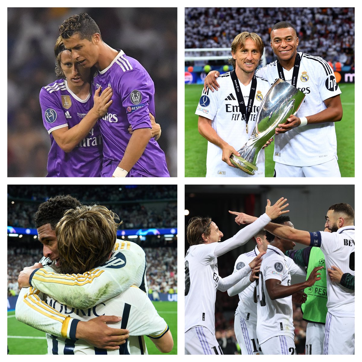 HNS_CFF's tweet photo. 🎩 The words of @lukamodric10 teammates at @realmadrid 🫶

💬"It was an honour to share all these moments with you"
⭐️ @Cristiano 

💬 "I saw closer what greatness really means. Besides being one of the best players of all time, you are a wonderful person"
⭐️ @KMbappe

💬 "The only thing outweighing my sadness right now is the gratitude I feel for having had the honour of being your teammate. Your magic was never a surprise"
⭐️ @BellinghamJude 

💬 "What a ride my friend"
⭐️ @ToniKroos 

💬 "Your football was art. How you treated me was a gift"
⭐️ @vinijr 

💬 "What a player, forever a number 10"
⭐️ @Benzema 

#GraciasLuka #Family #Vatreni❤️‍🔥