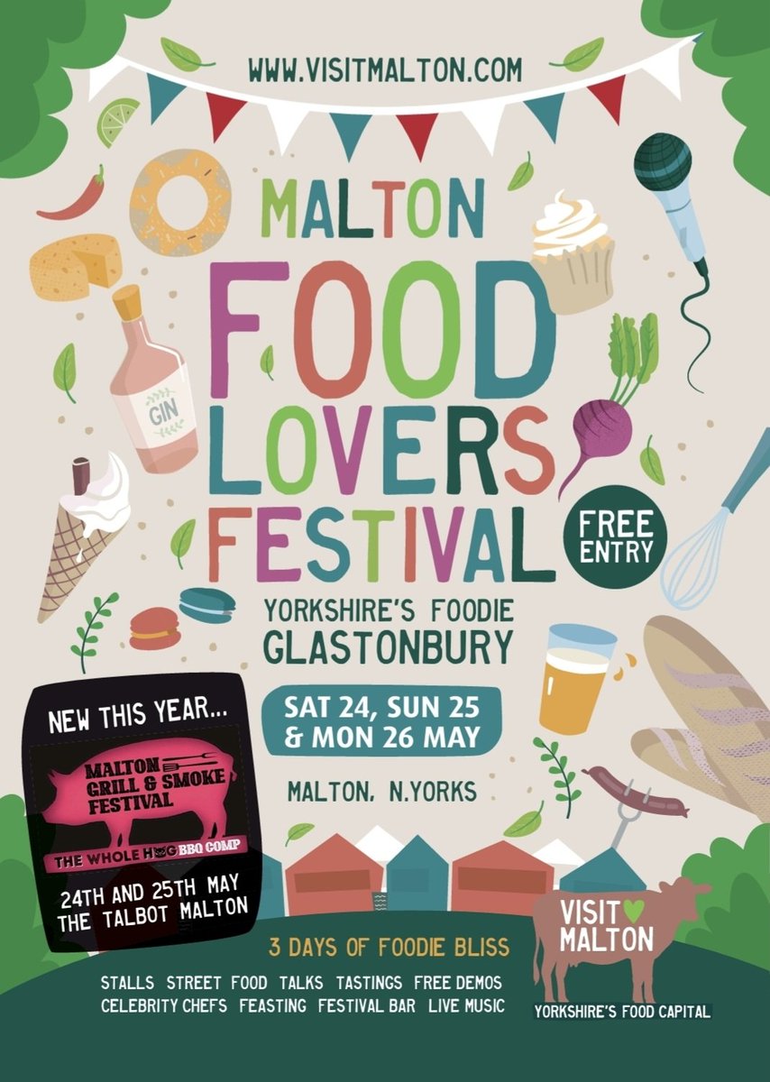 visitmalton's tweet photo. The excitement is building as Malton Food Lovers Festival takes place this bank holiday weekend Sat 24-Mon 26 May 2025!!
Find out more about what's happening inc. timings, the chef demo schedule &amp; travel info:
https://t.co/GNj2Lv2pl8 https://t.co/Vsvcy9v4mA