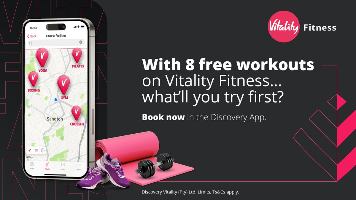 Vitality_SA's tweet image. More free workouts. 🤸 More reasons to #MoveMoreMay. 🥳 Get 2 free workouts every month with #VitalityFitness in the Discovery app. Plus, get 8 free workouts with #DiscoveryBestBank, only until 30 June 2025.

Learn more: discv.co/42cO6rB