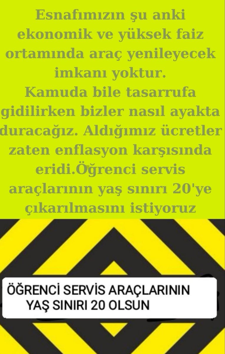 servisciler_'s tweet photo. @AliYerlikaya Taşımalı eğitim servis esnafı sizden iyi haberler bekliyor sayın bakanım https://t.co/QOxGt80Hii