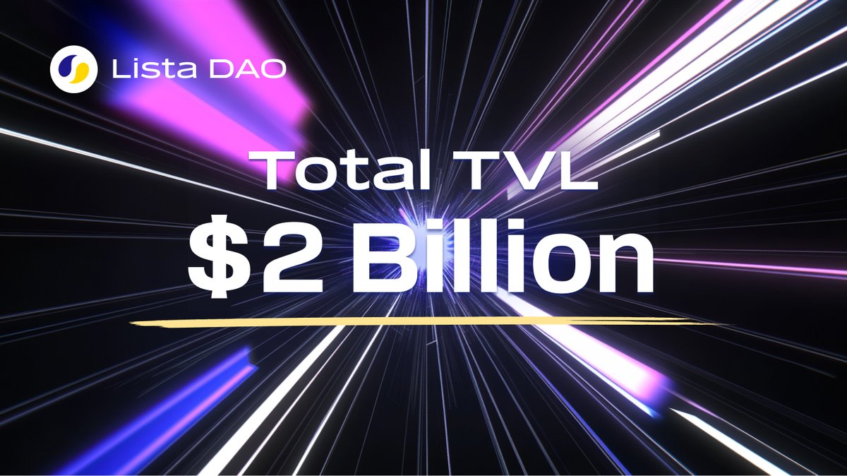 lista_dao's tweet photo. 💥2 Billion in TVL!

From $1B to $2B in 5 months— a milestone shaped by our community, not just numbers🫂

We asked what users needed
The answer👉 Lista Lending

Today’s growth belongs to all of us.

Where should we GROW next? 🌱