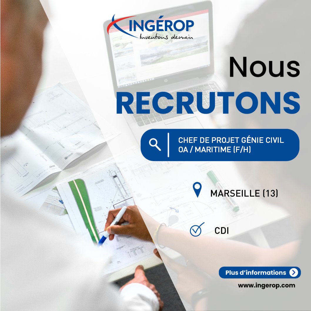 📢 Nous recrutons pour Marseille
un Chef de projet génie civil OA/Maritime ( F/H)

Pour postuler, merci de cliquer sur le lien
 smrtr.io/rpstL

#MonMétierADeLImpact