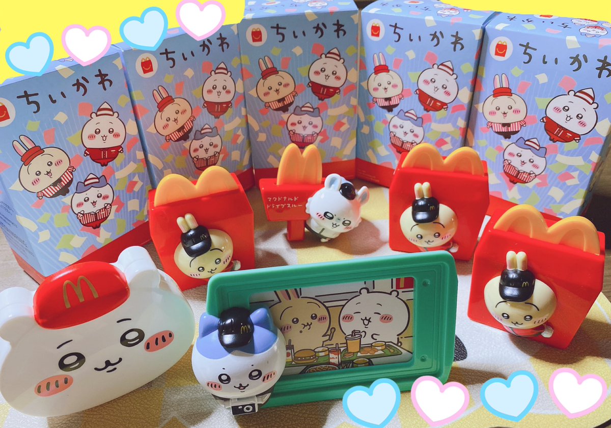 chiusa083's tweet photo. 第二弾も無事コンプリート💖
推しが３つも😍

#ちいかわ　#マクドナルド　
#ちいかわハッピーセット https://t.co/c298kfK37a