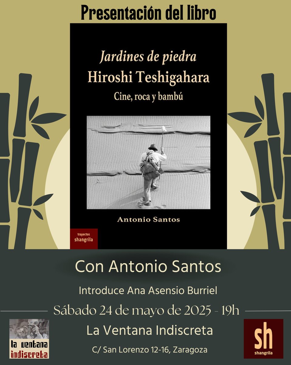 Los que tengan la suerte de estar en Zaragoza el sábado que viene, podrán asistir a la presentación del libro del profe de Didáctica de las CC. SS. de la <a href="/unican/">Universidad de Cantabria</a>  Antonio Santos, Jardines de piedra, sobre el director de cine japonés Hiroshi Teshigahara. Con la poeta Ana Asensio.