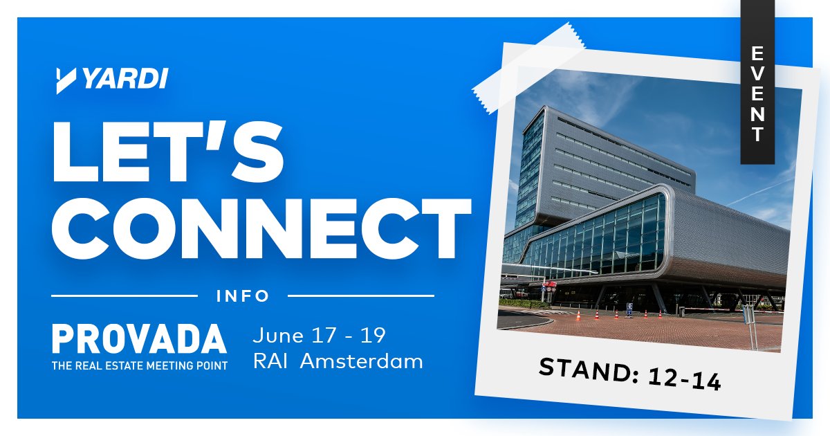 Join #TeamYardi at <a href="/PROVADAre/">PROVADA</a> on June 17-19! Our unified platform serves as a single source of truth, offering enhanced visibility and control through integrated AI and analytics.

Let's connect! Schedule time with our team: bit.ly/3H9rsto

#RealEstate #PropTech #YardiEU