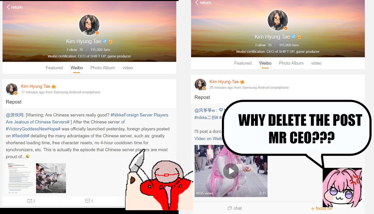 sefhi_'s tweet photo. Kim got called out for reposting a thread comparing the CN vs global server and all the QoL they have

Remember that all global has gotten is radio silence so far LMAO

He removed it pretty fast, so at least we know they are aware of the situation... right? https://t.co/kg2ADveoO7