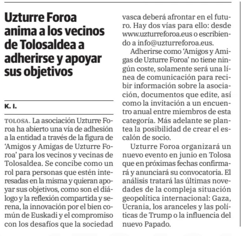 UzturreForoa's tweet photo. Información publicada hoy en la crónica de Tolosa de El Diario Vasco 👇

https://t.co/DJTK0QqUNF https://t.co/3HD0TJ1C3s