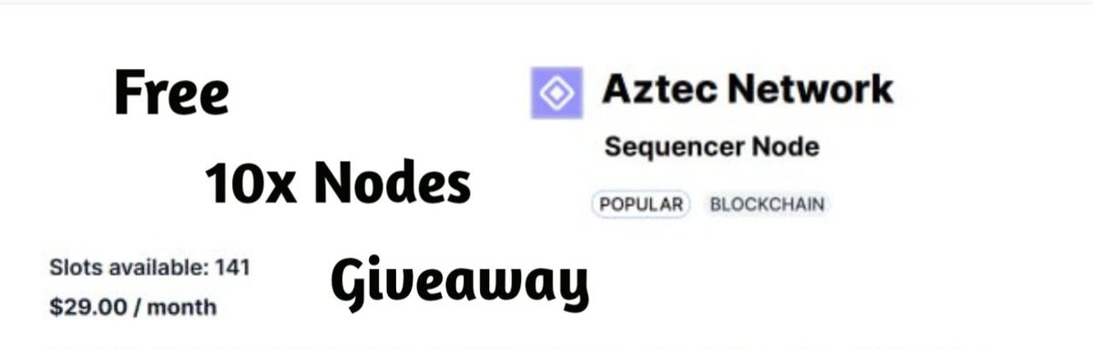 Vaibhav Gupta (@vaibhavguptatf) on Twitter photo 🔥 Aztec Sequencer Node Giveaway 🔥
Win $29 worth of Node Free – 10 Winners 🏆
How to Enter 👇
1️⃣ Follow <a href="/nodes_garden/">nodes.garden</a> & <a href="/VaibhavguptaTF/">Vaibhav Gupta</a>
2️⃣ Join TG for more giveaways :- t.me/technicalfanta…
3️⃣ ❤️ Like | 🔁 Repost | ✍️ Comment your EVM address
⏰ Ends in 24 hours ⏳ 🔥 Aztec Sequencer Node Giveaway 🔥
Win $29 worth of Node Free – 10 Winners 🏆
How to Enter 👇
1️⃣ Follow <a href="/nodes_garden/">nodes.garden</a> & <a href="/VaibhavguptaTF/">Vaibhav Gupta</a>
2️⃣ Join TG for more giveaways :- t.me/technicalfanta…
3️⃣ ❤️ Like | 🔁 Repost | ✍️ Comment your EVM address
⏰ Ends in 24 hours ⏳