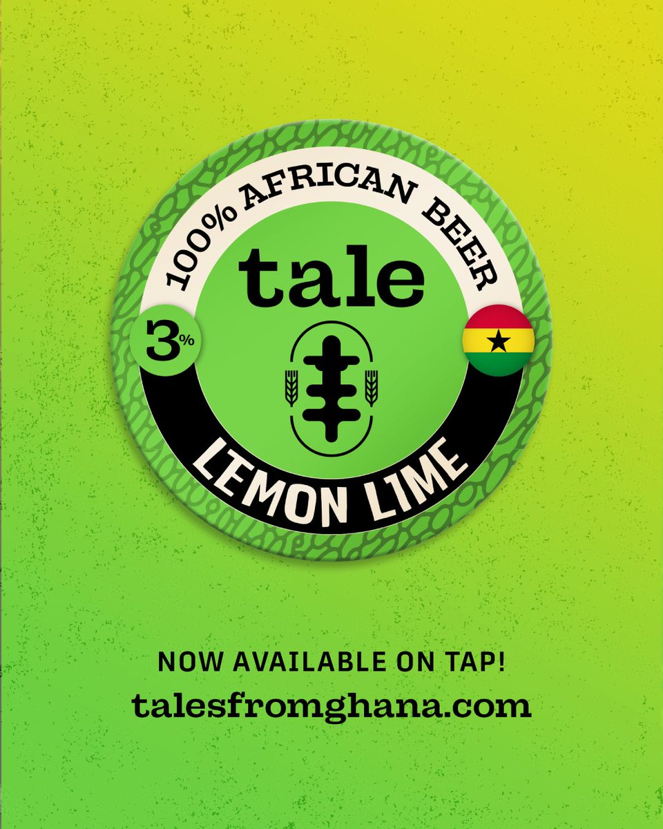 tale_beer's tweet photo. Zesty. Bold. Unapologetically fresh π
Tale Lemon Lime slices through the heat with sharp citrus flavour & a crisp dry finish.
On tap now at @mamacuisineaccra. Come pour the flavour πΊ
#TaleLemonLime #TaleBeer #DrinkLocal #GhanaBrewed #FreshOnTap #BoldFlavour https://t.co/rQeevtzgwI