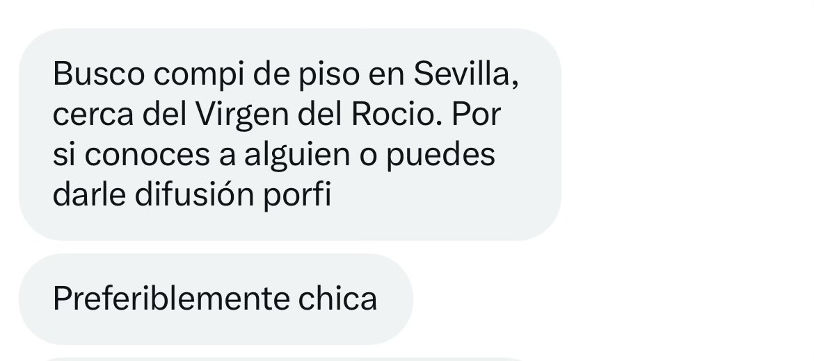 luciavv_'s tweet photo. SE BUSCA COMPI DE PISO EN SEVILLA ‼️‼️ (Piso ya mirado, solo falta alguien rexulon para compartirlo) @victoriagf00 https://t.co/mD34gqAbbd