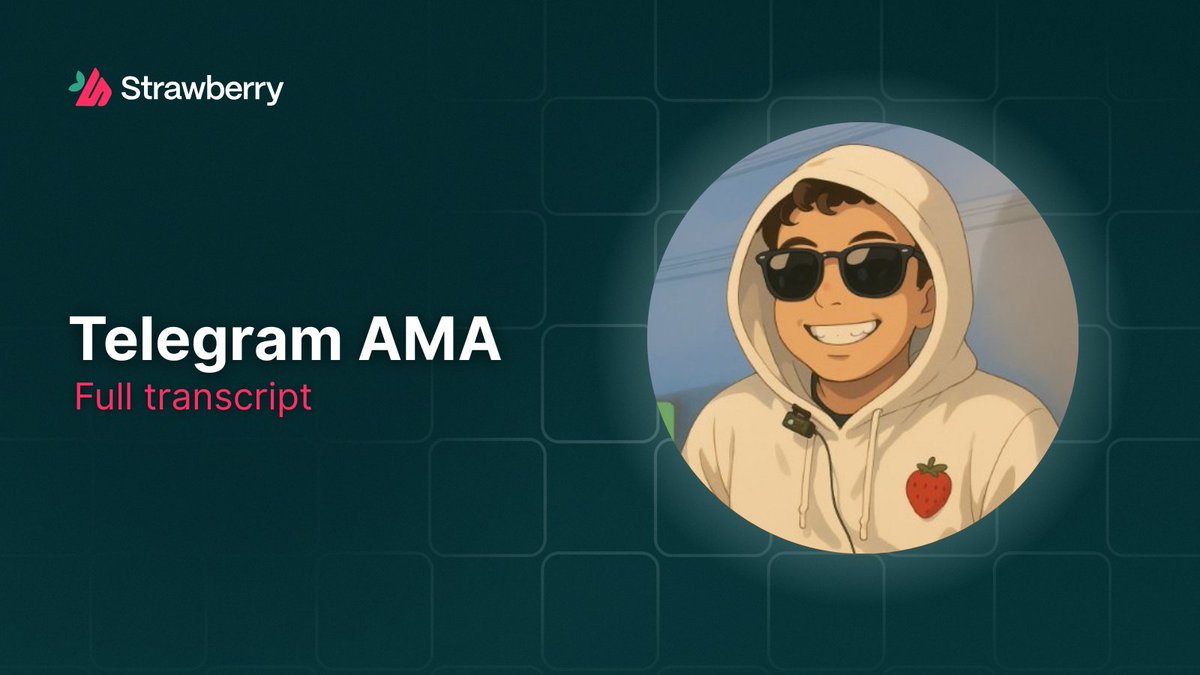 StrawberryAI_5's tweet photo. 1/ We're building the ultimate Super App to onboard the next 1M Web2 users into Web3.

Below is the full transcript of our Telegram AMA from May 22, a deep dive into our vision, roadmap, and what’s coming next.

Wondering how we’ll make it happen?  👇 https://t.co/fcODrkN9mH