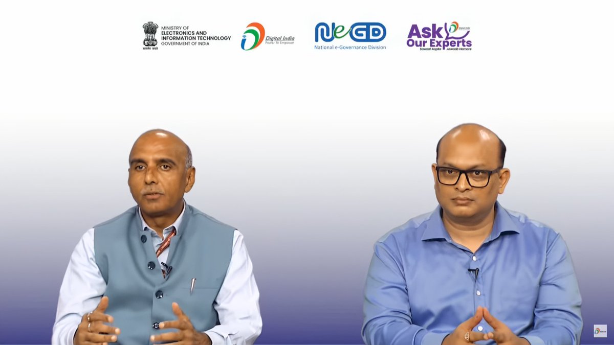 GoI_MeitY's tweet photo. Thank you for tuning in to the 21st episode of #AskOurExperts! 🙌

We explored how NIXI powers India’s internet through .IN, .भारत domains &amp; Internet Exchanges.

Missed it? Watch here: https://t.co/GGtFk8FVSS

#DigitalIndia #INdomain @inregistry https://t.co/E10qM7OUnj