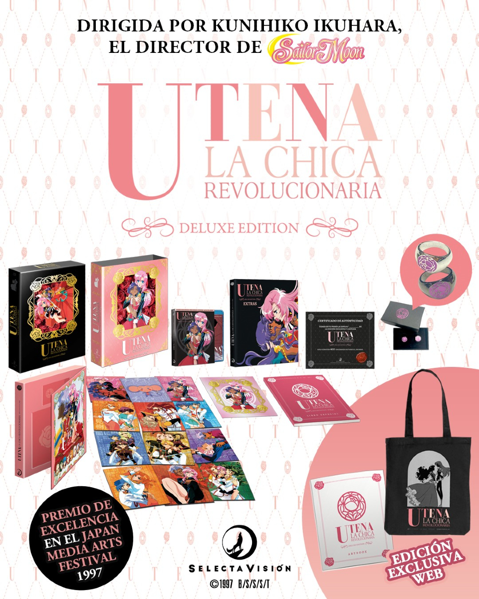 SelectaVision's tweet photo. ✨🌹 Este verano llega a España UTENA, LA CHICA REVOLUCIONARIA

La serie de #Anime completa en versión original y con doblaje en una preciosa ✨Deluxe Edition✨ llena de extras por los que vale la pena batirse en duelo, ¡Y con un artbook y totebag solo en la edición exclusiva web! 

💖 Apúntate gratis a la lista de pre-reserva y asegura tu acceso anticipado para reservar tu edición: https://t.co/moRYruRmLk 

Fecha de lanzamiento: 29/8/2025
Fecha de acceso anticipado a la reserva: 27/5/2025