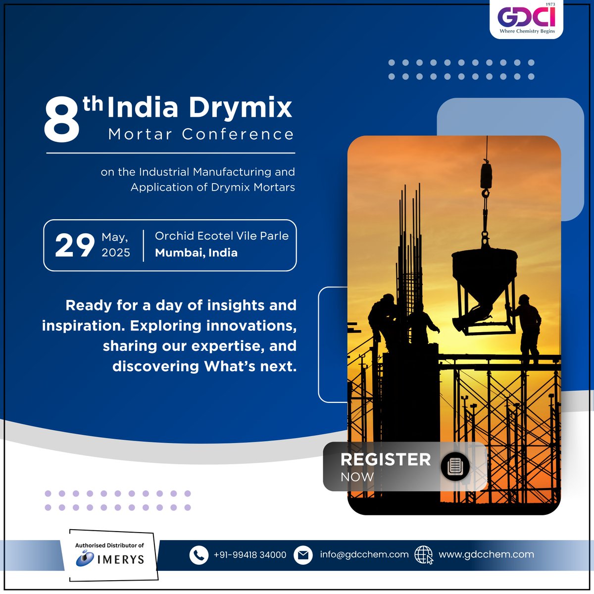 Proud to join the 8th India Drymix Mortar Conference as the All-India Distributor of Imerys!
📍 Mumbai | 🗓️ 29 May 2025
Showcasing innovation + launch of the 2025 Yearbook!
#Imerys #DrymixMortar #IndiaDrymix2025 #GDCIIndia