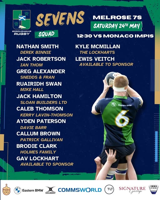 This year's 7s season comes to a close with a quality squad heading down to the Greenyards on Saturday for the Melrose Sevens.
The boys take on Monaco Impis in the first round at 12:30, so head down the A7 or catch the games on screen and cheer the lads on!
#monthemuir