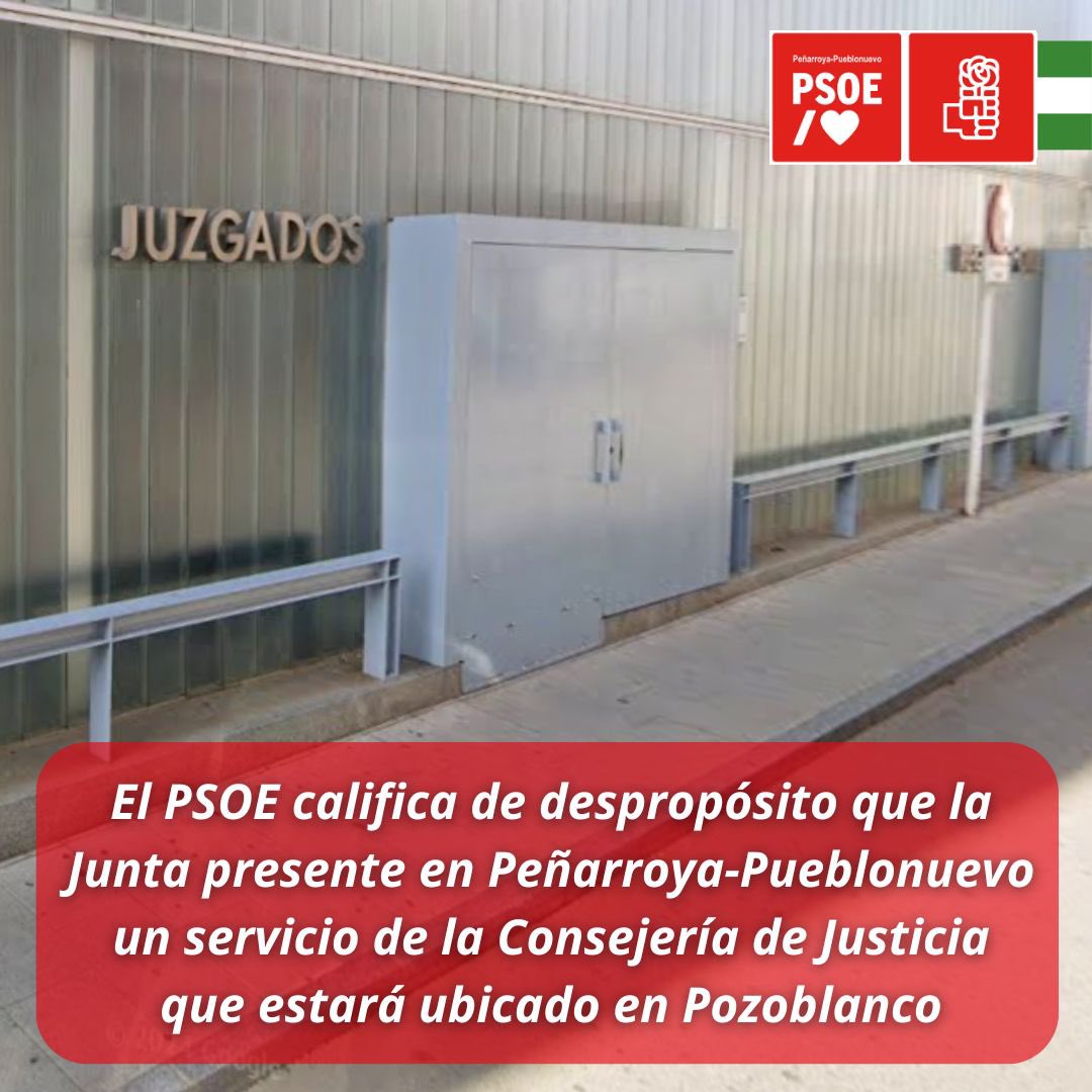 🔴 El PSOE califica de despropósito que la Junta presente en #Peñarroya un servicio  de Justicia que estará ubicado en Pozoblanco.

👉🏻 Los socialistas también han criticado la ausencia de miembros del Gobierno municipal durante la visita institucional.

ℹ️ lc.cx/2qrrI7