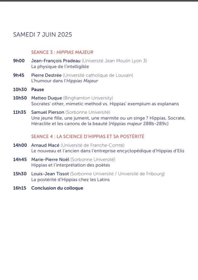 SorbonneAntique's tweet photo. Les 6 et 7 juin prochain se tient à la Sorbonne, un colloque sur le sophiste Hippias d’Élis. 

Pour l’occasion, le cinéma Le Grand Action projette les deux adaptions des dialogues de Platon (vostfr) réalisé par Louis-Jean Tissot :
Hippias Mineur et Hippias Majeur https://t.co/RV9vRbvtqA