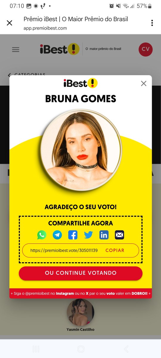 Que todos os nossos passos nos levem para o que nos faz feliz  de verdade.😍 E agora vamos fazer feliz a nossa estrelinha <a href="/brunapgo/">Bruna Gomes</a>. 🌞
Votar e votar, para a Bru o prémio iBest ganhar .
A união faz a força mas todos juntos vamos mais longe. Sejam felizes. 😘
#brunardo