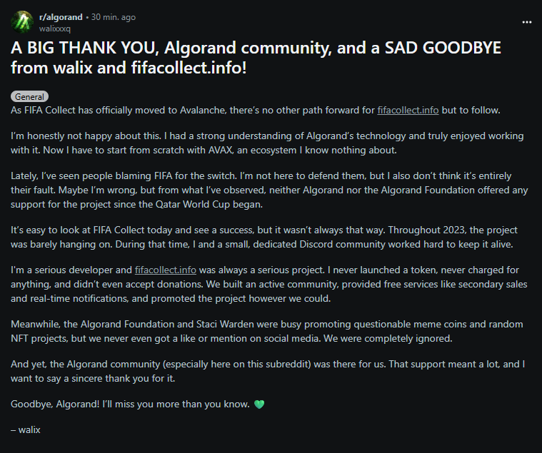 A BIG THANK YOU, #AlgoFam, and a SAD GOODBYE from walix and fifacollect.info!