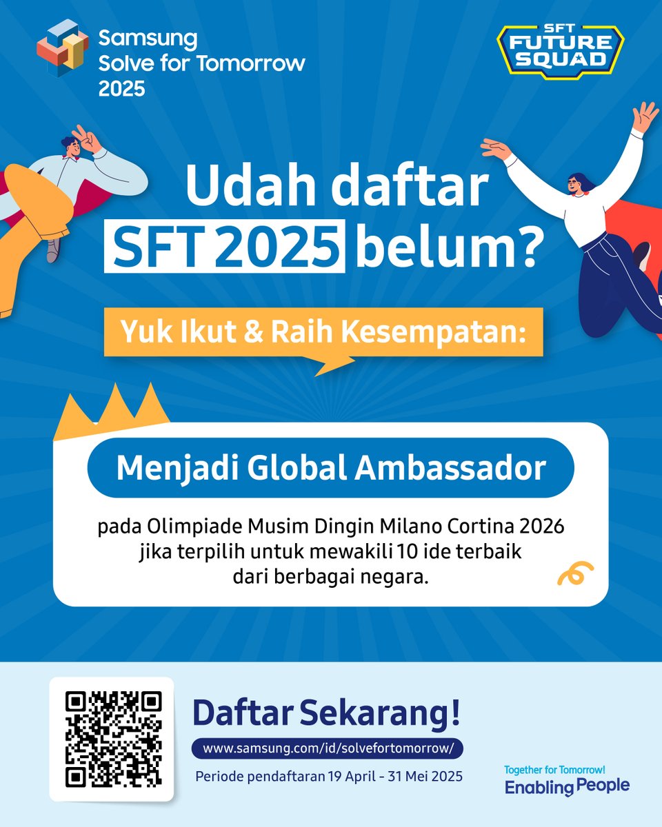 skilvul's tweet photo. Untuk kamu siswa SMA/SMK/MA Sederajat dan mahasiswa, udah daftar kompetisi Samsung Solve for Tomorrow 2025 belum?

Kalau belum… wah, sayang banget! https://t.co/mISTF6auaa