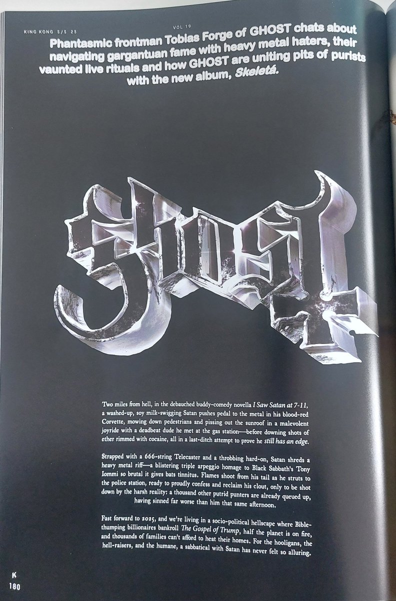 tobleronefudgie's tweet image. The King Kong Magazine issue 19 (Ghost part) in a π§΅
#tobiasforge #thebandghost #ghosttwt #papavperpetua #lachryma #skeleta #satanized #peacefield #umbra #excelsis #guidinglights #deprofundisborealis #cenotaph #missiliaamori #marksoftheevilone #kingkongmagazine