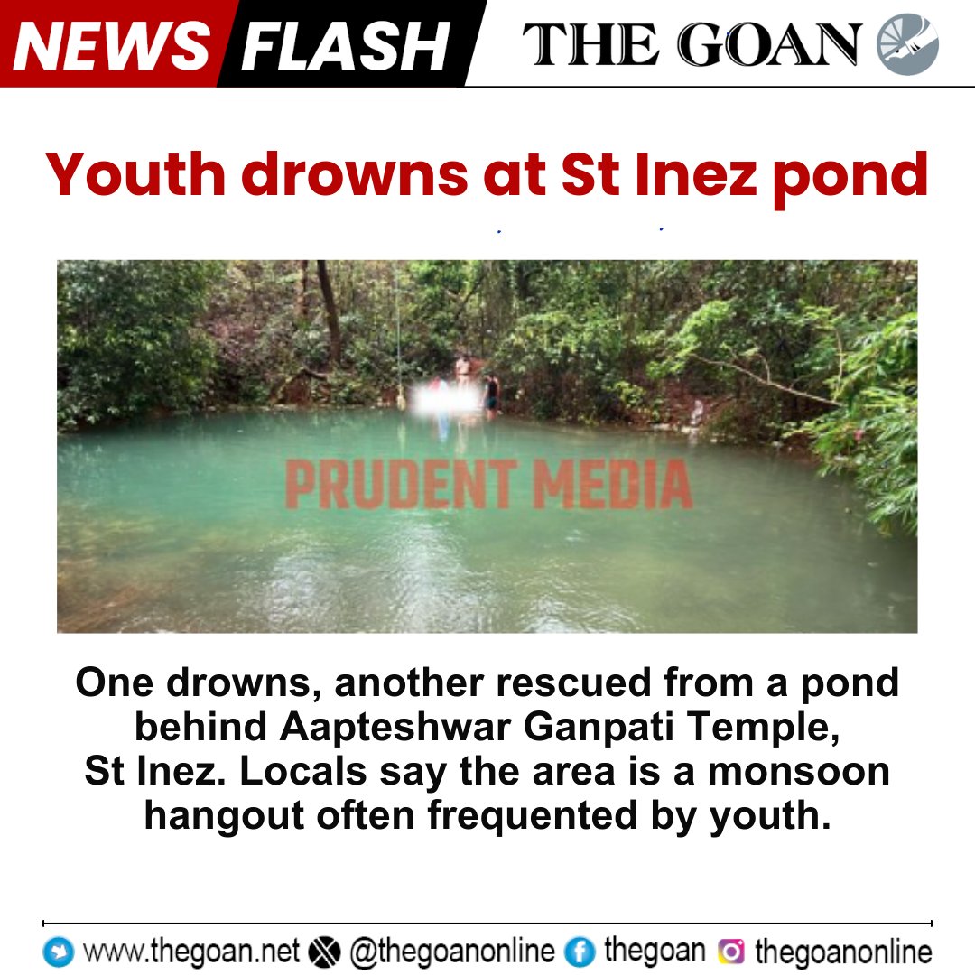 thegoanonline's tweet photo. Youth #drowns at #StInez pond
#Goa #BreakingNews https://t.co/gPghUGf8Ub