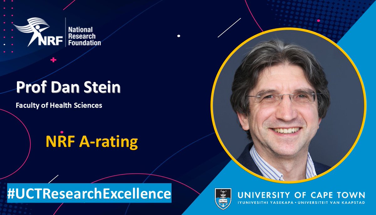 UCT Research (@uct_research) on Twitter photo Prof Dan Stein has received an A-rating from <a href="/NRF_News/">National Research Foundation of South Africa</a> in recognition of his multidisciplinary research focused on anxiety & related disorders. His work also advances psychiatric genetics in African populations, which is key for closing health equity gaps.#UCTResearchExcellence Prof Dan Stein has received an A-rating from <a href="/NRF_News/">National Research Foundation of South Africa</a> in recognition of his multidisciplinary research focused on anxiety & related disorders. His work also advances psychiatric genetics in African populations, which is key for closing health equity gaps.#UCTResearchExcellence