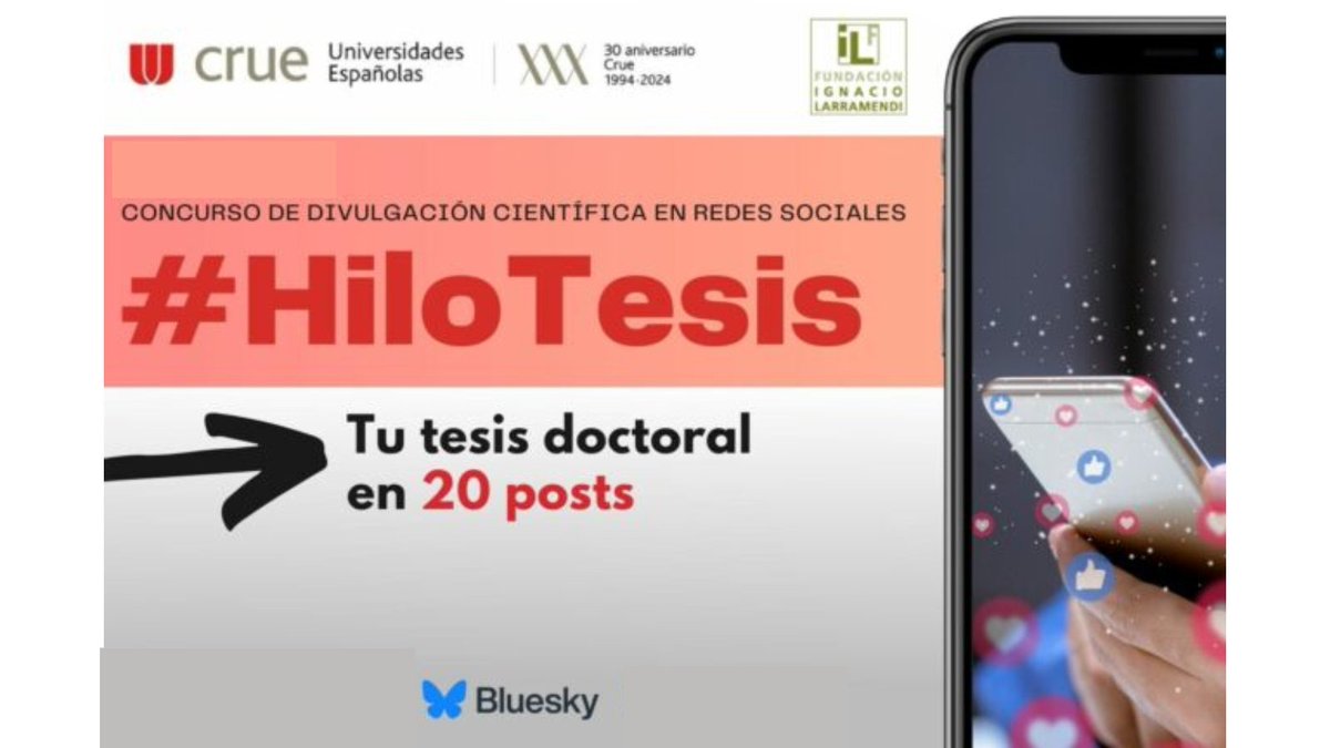 Unidad de Cultura Científica UCM (@ucc_complutense) on Twitter photo ¡Atención comunidad de la <a href="/unicomplutense/">Complutense</a>!
¿Estás desarrollando tu tesis doctoral o la has finalizado/defendido en los últimos 12 meses? ¡Vuelve #HiloTesis! pero lo hace en BlueSky.
Organizado por <a href="/CrueUniversidad/">Crue Universidades</a> y <a href="/filarramendi/">Fundación Ignacio Larramendi</a>
Bases⬇️
ucm.es/otri/concurso-… ¡Atención comunidad de la <a href="/unicomplutense/">Complutense</a>!
¿Estás desarrollando tu tesis doctoral o la has finalizado/defendido en los últimos 12 meses? ¡Vuelve #HiloTesis! pero lo hace en BlueSky.
Organizado por <a href="/CrueUniversidad/">Crue Universidades</a> y <a href="/filarramendi/">Fundación Ignacio Larramendi</a>
Bases⬇️
ucm.es/otri/concurso-…