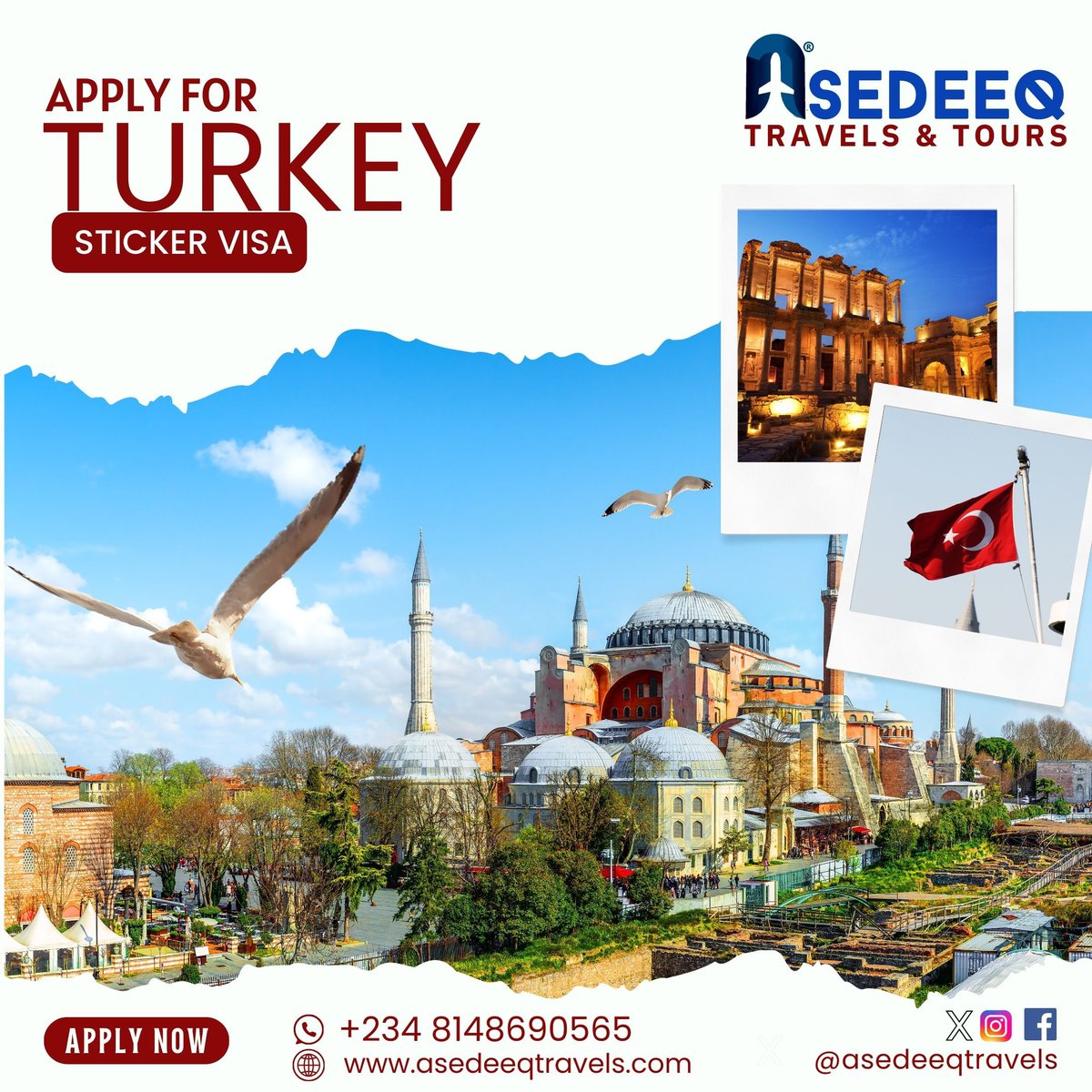 asedeeqtravels's tweet photo. A trip to Turkey? letโs handle the visa
What we will offer:
โ
Visa application support
โ
Hotel & flight reservation
โ
Interview guidance
โ
Letter of introduction
โ
Seamless process โ done from your home or office!
#turkeyvisa #stickervisa #asedeeqtravels https://t.co/VOWjCn9bya