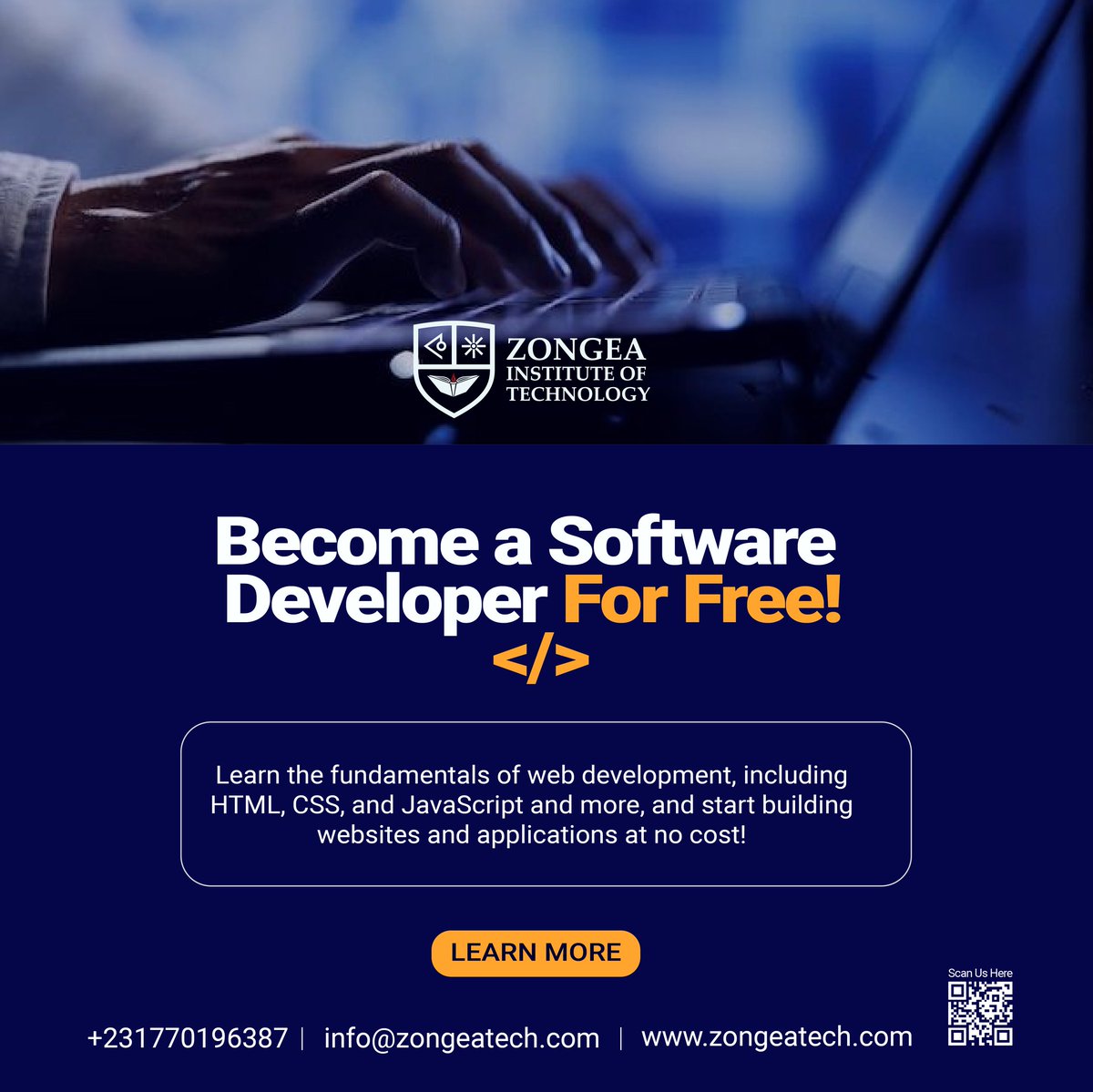 ZongeaTech's tweet photo. Build Your Future with Us
At Zongea, we offer free hands on tech training designed to equip you for success. https://t.co/gPTq6wh9f0