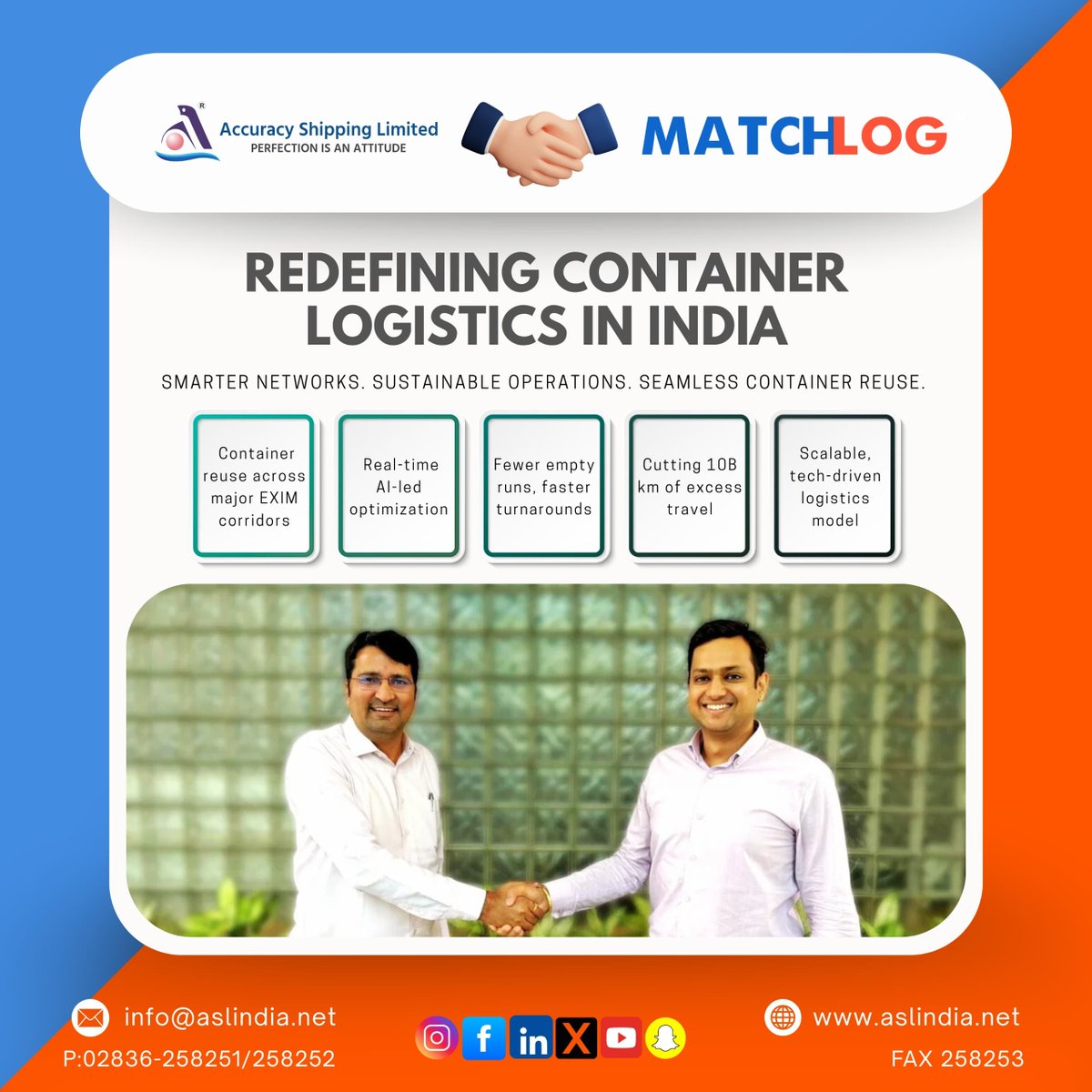 accuracyshippin's tweet image. 🤝 Accuracy Shipping x MatchLog Solutions 🌍
A powerful collaboration for smarter, greener, and more efficient logistics! Together, we’re transforming container movement and driving sustainable supply chain innovation. 🚛💡
#AccuracyShipping #MatchLogSolutions #SmartLogistics