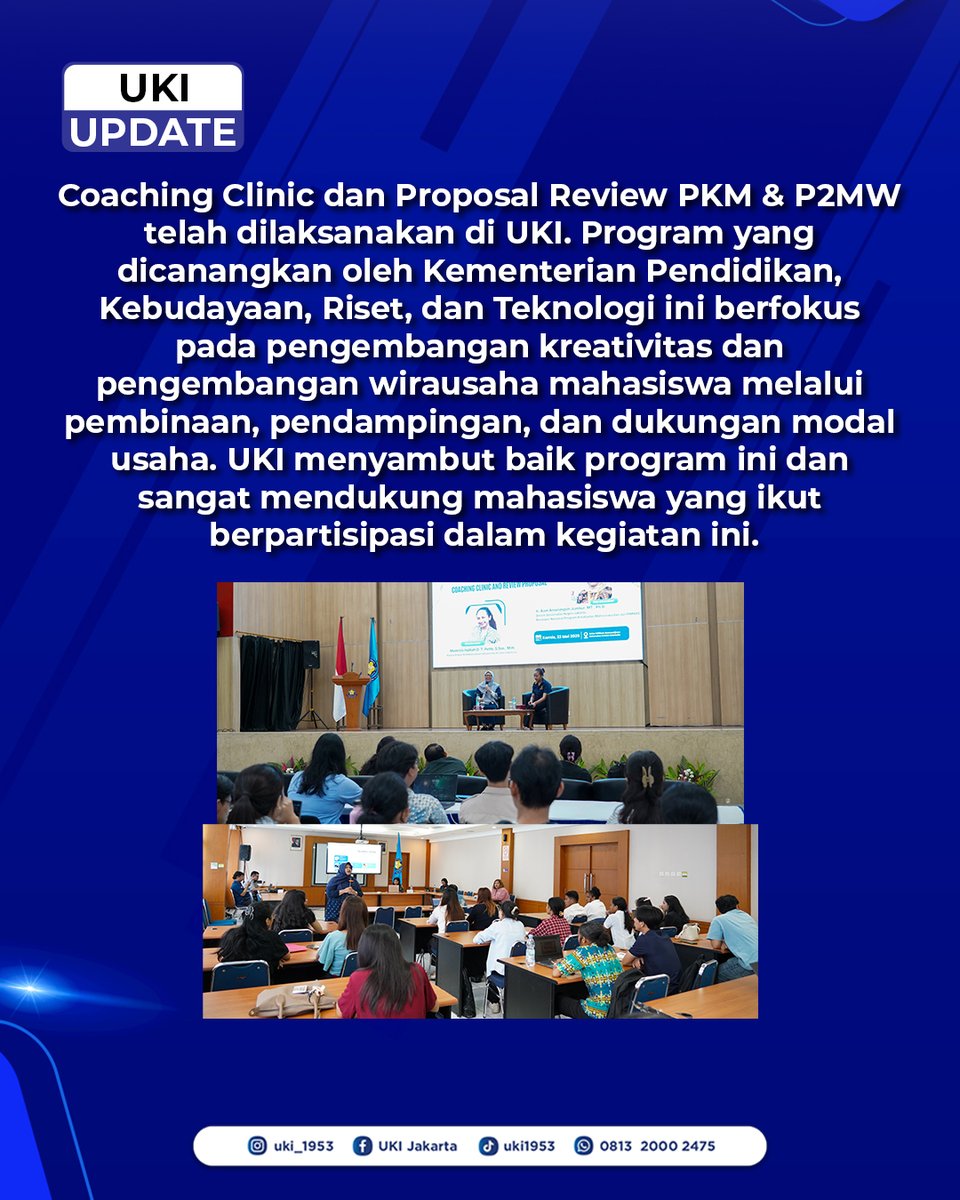 Kampus_UKI's tweet photo. PKM & P2MW mendorong mahasiswa untuk berpikir kreatif dan memiliki jiwa berwirausahan. Program dilakukan mulai dari pembinaan, pendampingan, hingga dukungan modal usaha.
Berita selengkapnya di:
https://t.co/nwqO6PvH7U
#UKIUnggul #RekognisiUKI #PKM #P2MW #enterpreneur https://t.co/j6w4PkdnPg