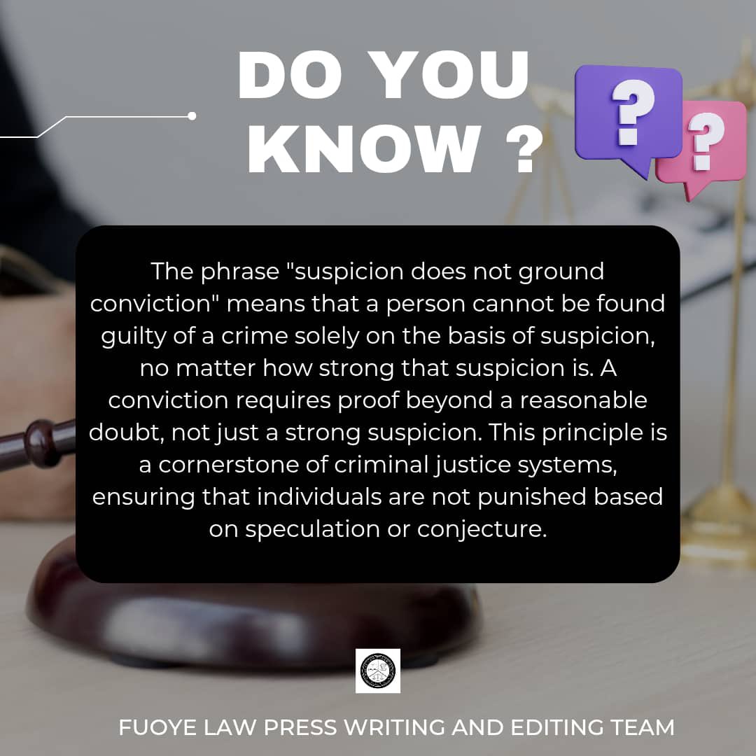 Fuoyelawpress's tweet photo. Suspicion does not not ground conviction 📌
Learn the law 📚

#TGIF 
#BreakingNews 
#goviral 
#law https://t.co/vhlsC4PA2K