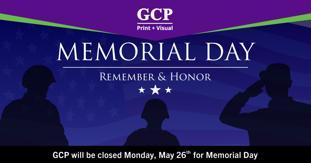GoodcopyPG's tweet photo. Happy Memorial Day! GCP will be closed Monday, May 26th in observance of Memorial Day. - https://t.co/n3B9XobU4H https://t.co/SkFWKOADLN