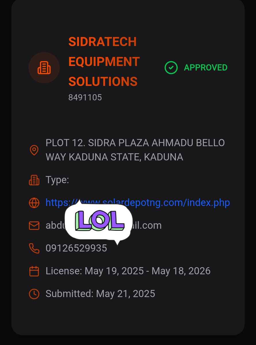 SidraTechEquipm's tweet photo. Alhamdulillah!
Sidratech Equipment Solutions has officially been KYB (Know Your Business) approved today!
This is a major milestone in our journey of trust, innovation, and growth in the tech and education space.
We’re just getting started – onward and upward!
#Sidratech #KYBApproved #TechForStudents #Innovation #NigeriaTech #SolarSolutions