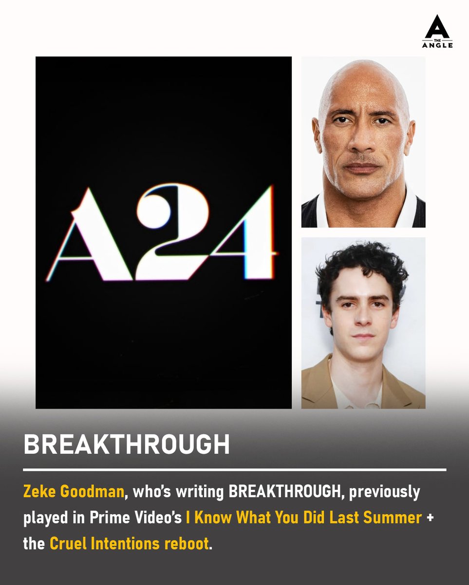 TheAnglePopNews's tweet photo. Per Deadline: No director yet. Casting still underway.
The Rock’s in. The rest? TBD.
#TheAngle #BREAKTHROUGH #DwayneJohnson #A24 #screenwriting https://t.co/wqwTuKJCmH