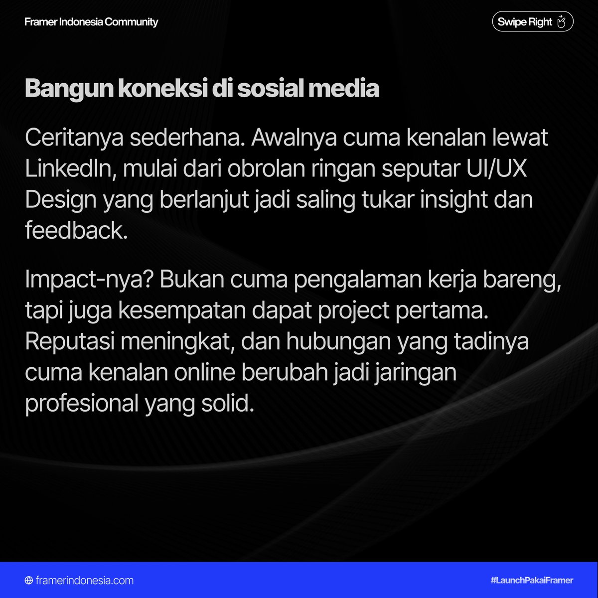 framerindonesia's tweet photo. Penting banget kenalan dengan sesama Professional Freelancer, apalagi sembari membangun Personal Branding. 

#Framer #Framerina #FokusFramer #LaunchPakaiFramer https://t.co/gPXGApi8k1