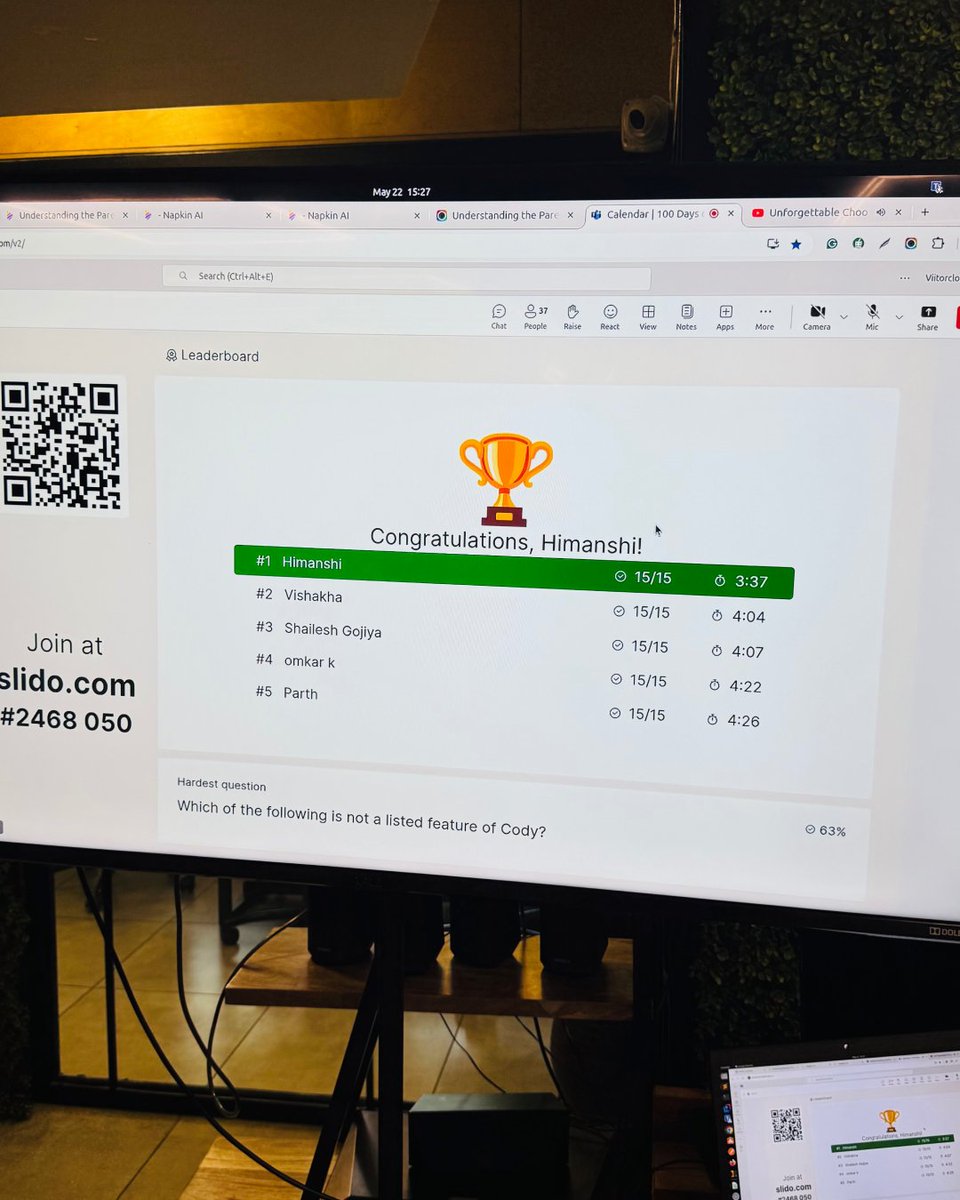 ViitorCloud's tweet image. AI Quiz Competition at @ViitorCloud – Where Learning Meets Laughter!
 
After the #100DaysofAI Session, we wrapped up with a quick 15-question quiz to test our knowledge and celebrated our top 5 winners who nailed it! 🎯

#AIQuiz #TeamBuilding #LearningAndDevelopment #TechTeam #AI