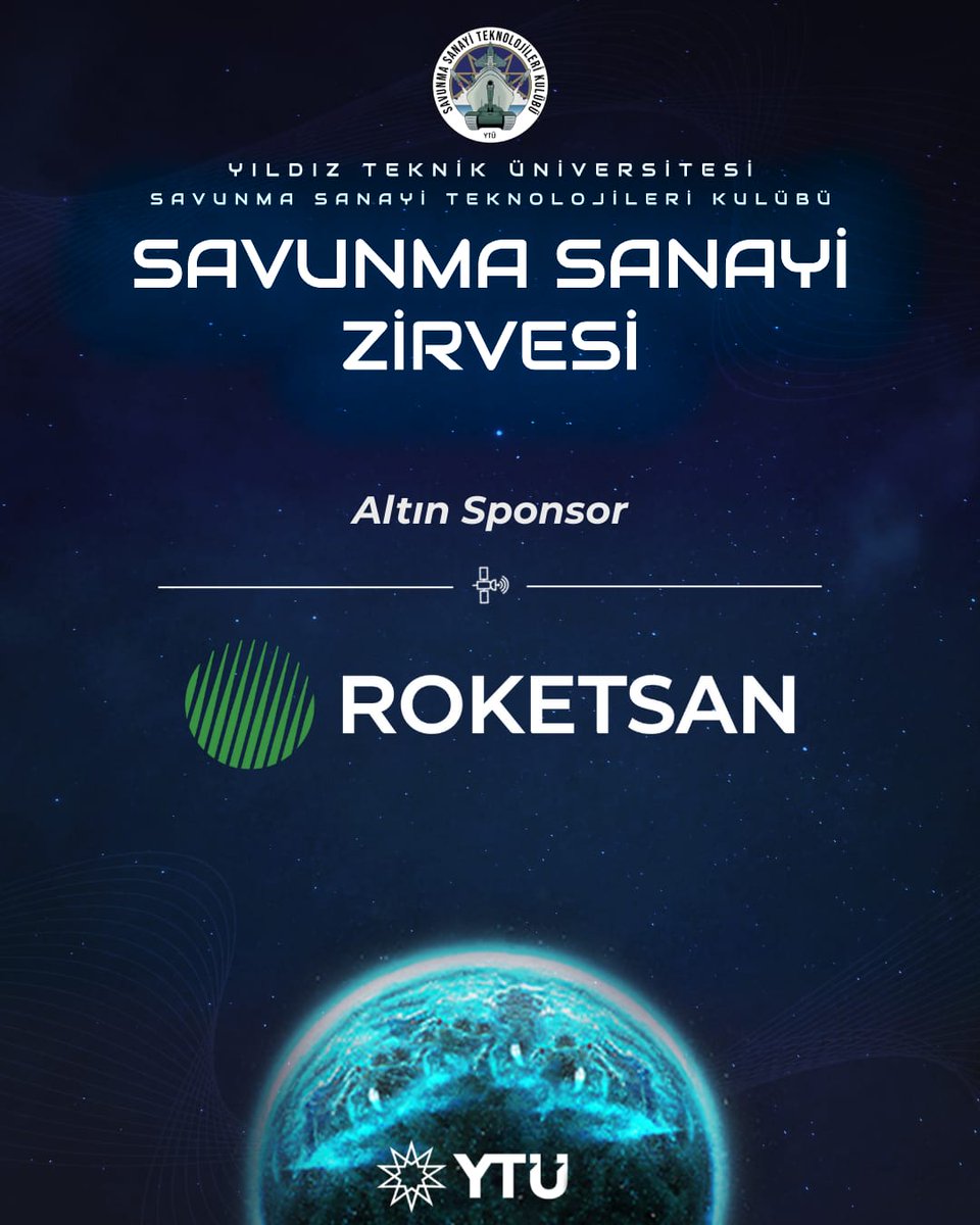 27 Mayıs 2025 tarihinde Davutpaşa Kampüsü Elektrik-Elektronik Fakültesi Konferans Salonu'nda gerçekleştireceğimiz ve sektörün dev firmalarını bir araya getiren Savunma Sanayi Zirvesi'25 etkinliğimize Altın
Sponsor olan Roketsan'a desteklerinden ötürü teşekkür ederiz.

<a href="/roketsan/">ROKETSAN</a>