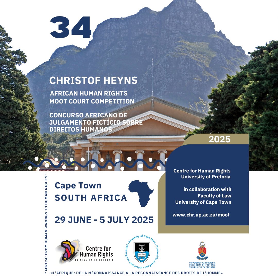 UCT Law School (@uctlaw) on Twitter photo UCT Law is hosting the 34th Christof Heyns African Human Rights Moot Court Competition, 29 June - 5 July 2025. Says Prof <a href="/danwood_chirwa/">danwood chirwa</a>, "This competition has a long and very well-established history, and we are excited about being part of this great tradition." Read about the UCT Law is hosting the 34th Christof Heyns African Human Rights Moot Court Competition, 29 June - 5 July 2025. Says Prof <a href="/danwood_chirwa/">danwood chirwa</a>, "This competition has a long and very well-established history, and we are excited about being part of this great tradition." Read about the