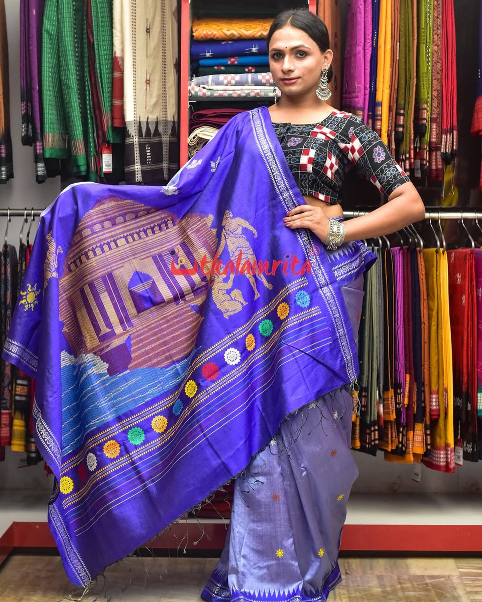 "Elegance in Every Thread: Sky Blue Konark Temple Tussar from Yashaswi Collection ✨
Avail flat 30% off in our special Sabitri Sale offer! Apply code SABITRI30 at checkout for sarees, salwar suits, fabrics on our website utkalamrita.com!