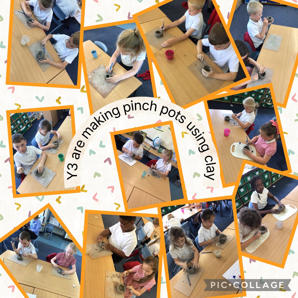 Y3 are working hard this morning designing and making clay pots