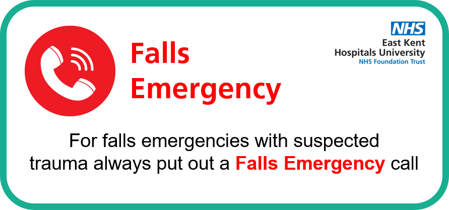 If patients fall in hospital with suspected trauma that  require diagnostics, a Falls emergency call must always be put out to ensure we do not run the risk of missing any  injuries in a timely manner