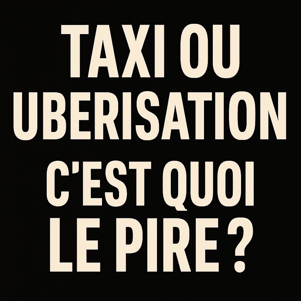 Taxi ou Uberisation…
C’est quoi le pire ?

Les taxis :
☑️ Tarifs encadrés
☑️ Carte pro obligatoire
☑️ Longues attentes parfois…

L’uberisation :
❌ Jusqu’à 45 % de commission
❌ Aucun droit
❌ Algorithmes + pression + notation

Et toi ? Tu choisis quoi ?

Moi, j’ai choisi :
