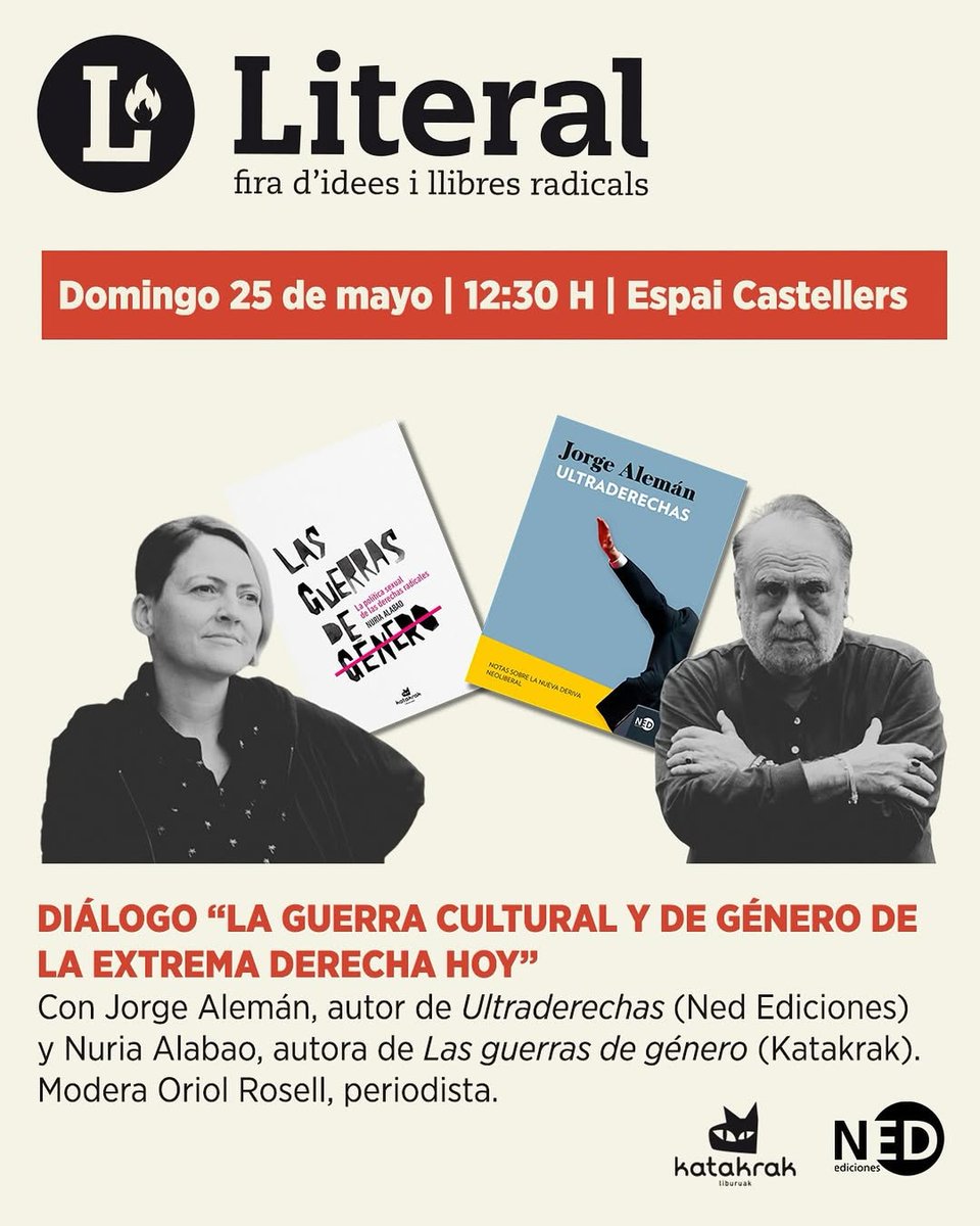 katakrak liburuak (@katakrak54) on Twitter photo 🔥Dissabte i diumenge tornem a <a href="/LiteralBCN/">Fira Literal</a> !
Ens acompanyarán totes les novetats i el fons pero, sobre tot, <a href="/nu_alabao/">Nuria Alabao ⭐️</a> amb Las guerras de género. La política sexual de las derechas radicales, presentació diumenge a les 12:30 amb Jorge Alemán:
katakrak.net/cas/editorial/… 🔥Dissabte i diumenge tornem a <a href="/LiteralBCN/">Fira Literal</a> !
Ens acompanyarán totes les novetats i el fons pero, sobre tot, <a href="/nu_alabao/">Nuria Alabao ⭐️</a> amb Las guerras de género. La política sexual de las derechas radicales, presentació diumenge a les 12:30 amb Jorge Alemán:
katakrak.net/cas/editorial/…