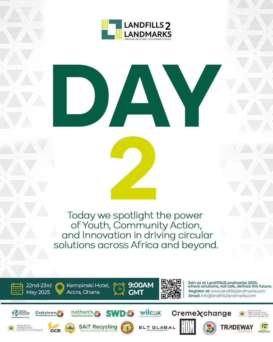 L2L_Summit26's tweet photo. Day 2 of #Landfills2Landmarks2025 kicks off with MCs Kwaku Nhyira Addo & Judith Brown!
We opened with a short recap video highlighting the powerful moments and insights from Day 1. Let’s keep the energy going!
#Landfills2Landmarks2025 #Day2Begins #KwakuNhyiraAddo #JudithBrown https://t.co/nZiMc7V2nc